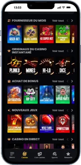 Menu des jeux
