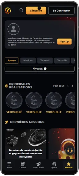 Menu des jeux Instant Casino